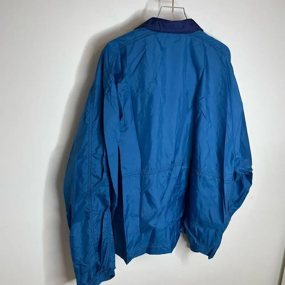VTG 90’s Nike Full Zip Windbreaker Jacket Teal Navy Blue Nylon Zip Size Medium M